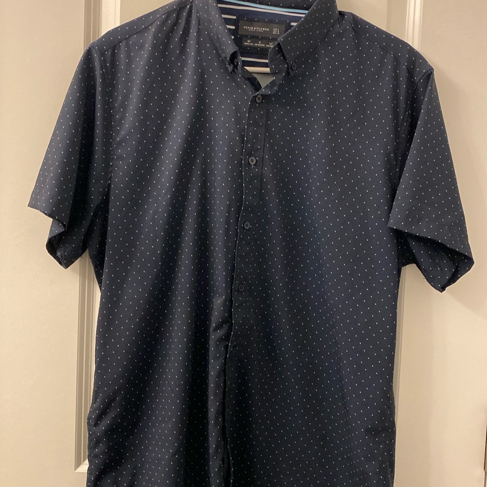 Denim & flower Navy polka dot size L button up.
